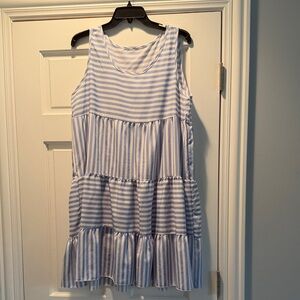 SHEIN Blue and White Striped Kids Dress